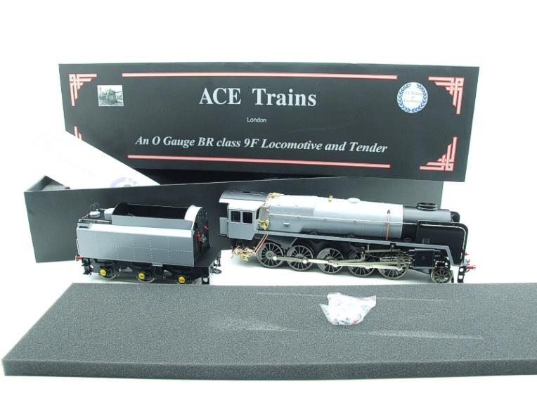 Ace Trains O Gauge E28J BR Post 56 Unlined Satin Grey Class 9F Loco & Tender Elec 2/3 Rail NEW Bxd image 2