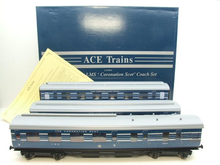 Ace Trains O Gauge C20-B LMS Blue Coronation Scot x3 Coaches 2/3 Rail Set B Bxd image 20