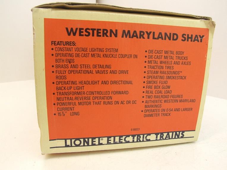 Lionel O Gauge 6-18023 "Western Maryland Shay" Steam Locomotive 3 Rail Boxed image 18