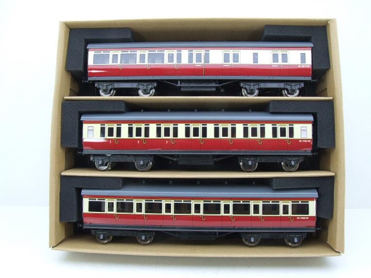 Darstaed O Gauge BR Red & Cream Ex GWR T/L Top Light Corridor Coaches x3 Boxed Set A image 19