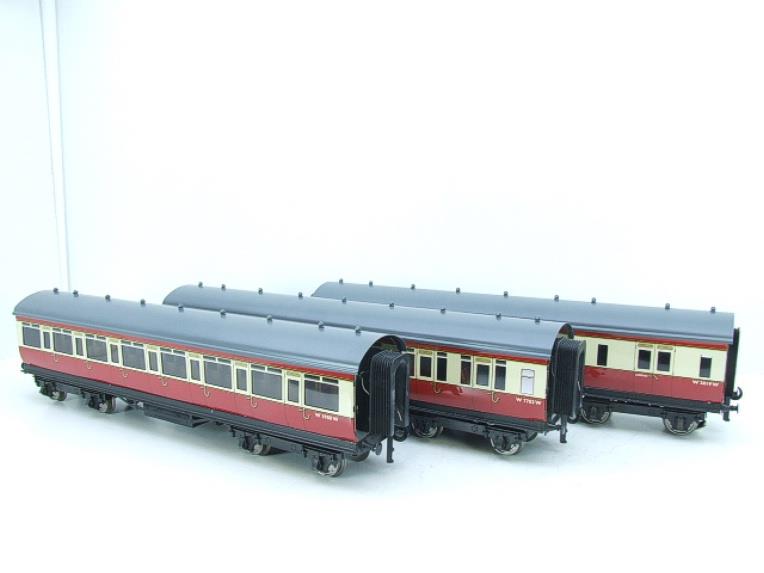 Darstaed O Gauge BR Red & Cream Ex GWR T/L Top Light Corridor Coaches x3 Boxed Set A image 21