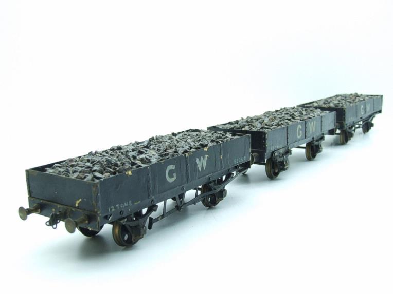 O Gauge Solid Brass "GW" Open LWB Mineral Ballast Coal Wagons x3 Set image 14