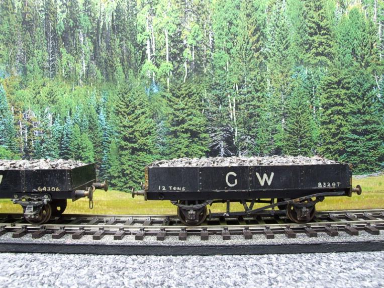 O Gauge Solid Brass "GW" Open LWB Mineral Ballast Coal Wagons x3 Set image 15