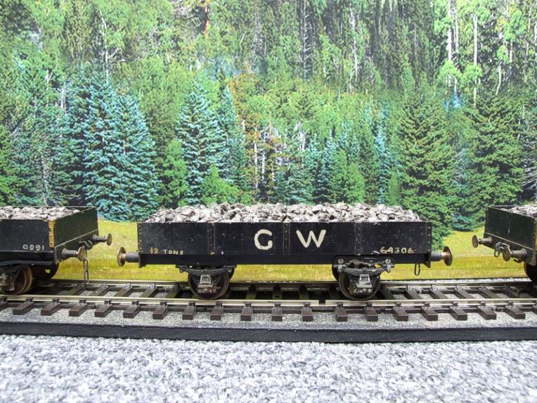O Gauge Solid Brass "GW" Open LWB Mineral Ballast Coal Wagons x3 Set image 16