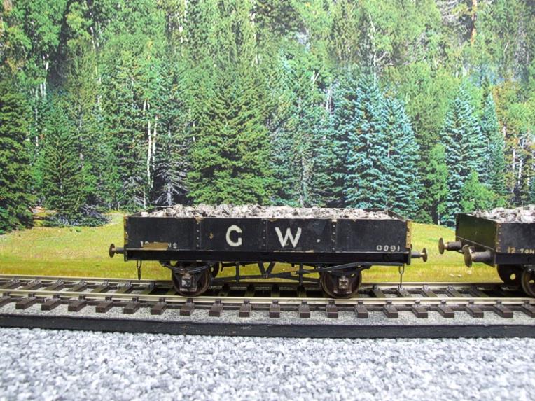 O Gauge Solid Brass "GW" Open LWB Mineral Ballast Coal Wagons x3 Set image 17