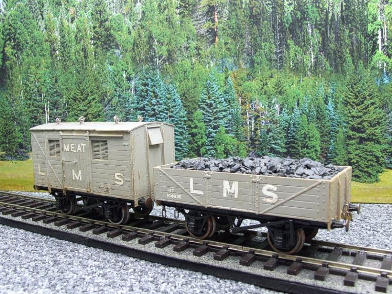Kit Built O Gauge LMS Open Coal Wagon & LMS Meat Van x2 Set 2/ 3 Rail image 16