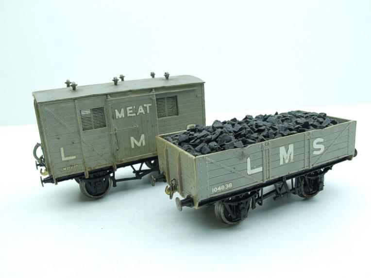Kit Built O Gauge LMS Open Coal Wagon & LMS Meat Van x2 Set 2/ 3 Rail image 17