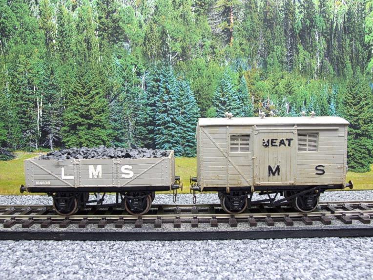 Kit Built O Gauge LMS Open Coal Wagon & LMS Meat Van x2 Set 2/ 3 Rail image 19