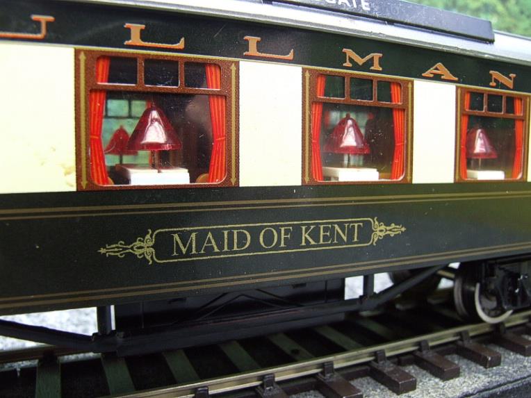 Darstaed O Gauge Kitchen 1st "Maid of Kent" Grey Roof Pullman Coach Lit interior 2/3 Rail Boxed image 14