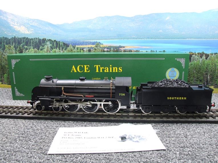 ACE Trains O Gauge E/34-D1 Bulleid SR Wartime Satin Black 4-6-0 "Excalibur" 736 Elec 2/3 Rail Boxed image 3