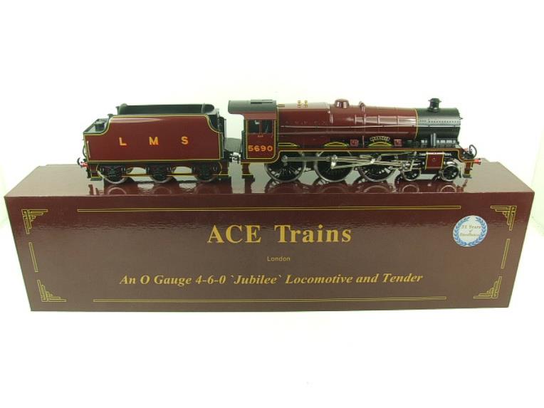 Ace Trains O Gauge E18C2, LMS Maroon Jubilee Class Loco & Tender "Leander" R/N 5690 Electric 2/3 Rail Boxed image 1