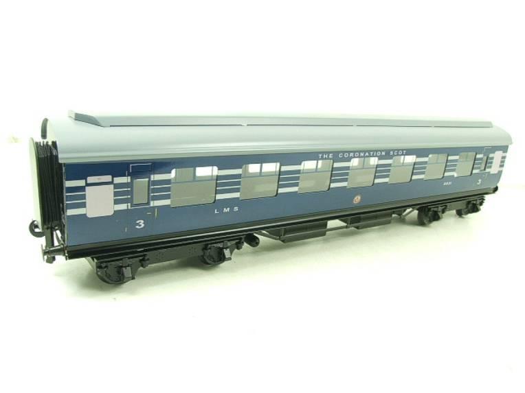 Ace Trains O Gauge C20-A LMS Blue Coronation Scot x3 Coaches, 2/3 Rail, All Metal, Set A, Bxd image 9