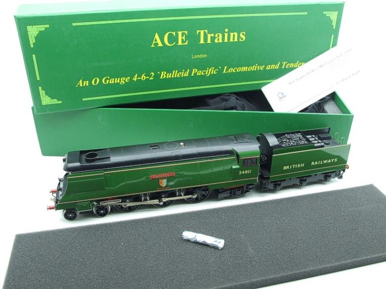 Ace Trains O Gauge E9 BR Lined Apple Green West Country Class Bulleid Pacific British Railways 4-6-2 Loco & Tender Named "Yeovil" R/N 34004, Electric 2/3 Rail Boxed image 1