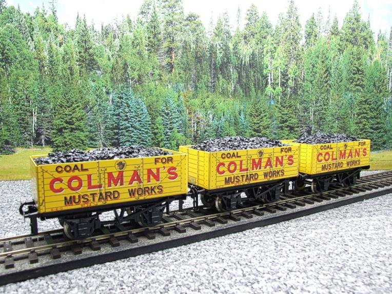 Ace Trains x3 Set O Gauge G/5 WS11 Private Owner "Colmans" Coal Wagons x3 Set 11 Bxd image 13