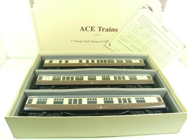 Ace Trains O Gauge C12 GWR Brown & Cream "Hawksworth" Coaches x3 Set A Boxed 2/3 Rail image 19