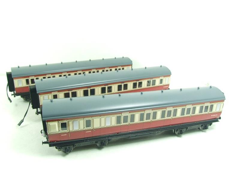Darstaed O Gauge BR Period 1 Carmine & Cream Mainline Coaches x3 Set Bxd 2/3 Rail Set A image 21