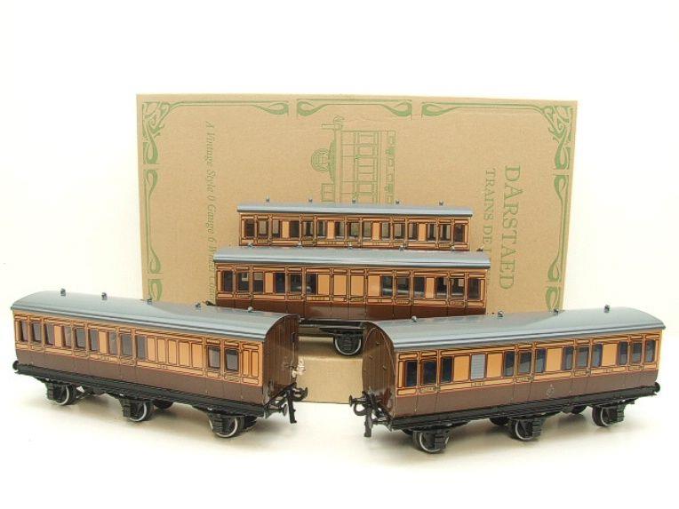 Darstaed O Gauge LSWR Six Wheel Grey Roof x4 Coaches Set 3 Rail Boxed image 15