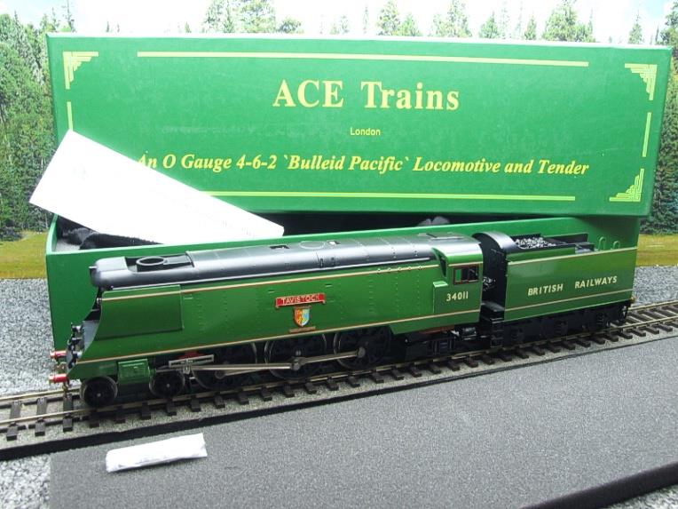 Ace Trains O Gauge E9 BR Lined Apple Green West Country Class Bulleid Pacific British Railways 4-6-2 Loco & Tender Named "Tavistock" R/N 34011 Electric 2/3 Rail Boxed image 22