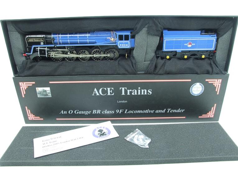 Ace Trains O Gauge E28L Class 9F BR Gloss Blue Loco & Tender "Leicester City FC" R/N 92214 Electric 2/3 Rail Boxed image 19