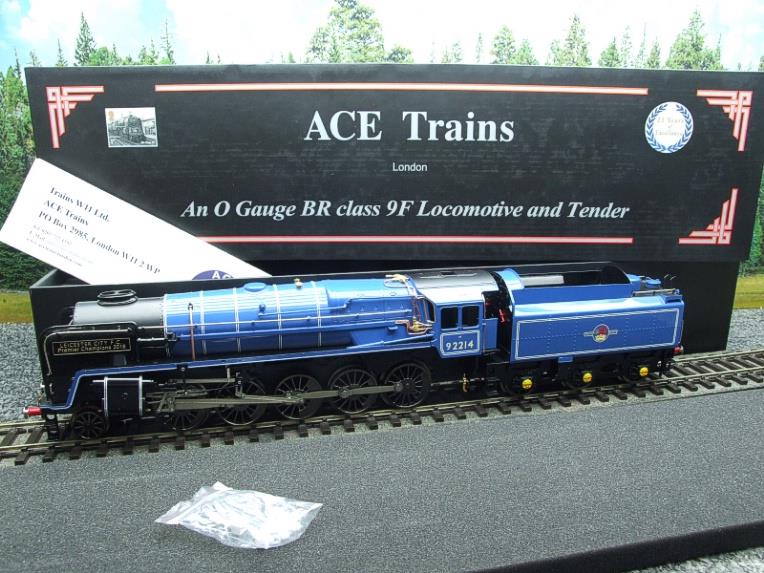 Ace Trains O Gauge E28L Class 9F BR Gloss Blue Loco & Tender "Leicester City FC" R/N 92214 Electric 2/3 Rail Boxed image 21