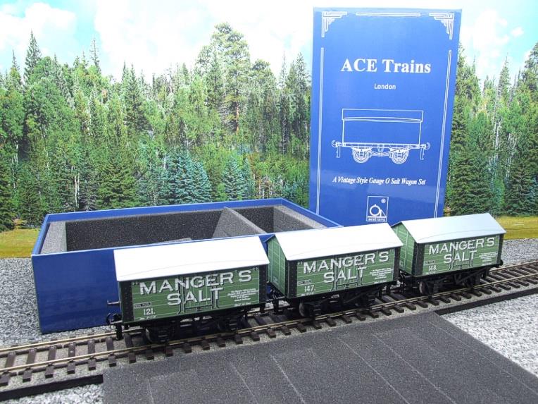 Ace Trains O Gauge G6 SV6 Private Owner "Mangers Salt" Wagons x3 Set 6 Bxd image 22