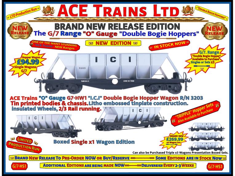 Ace Trains O Gauge G7-HW1 Bogie Hopper Wagon "I.C.I" x1 image 1