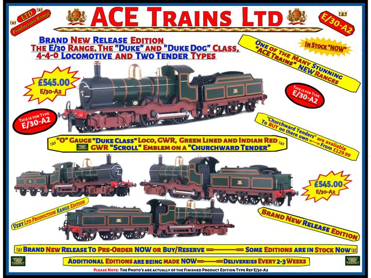 Ace Trains O Gauge E/30A2 "Duke" Class GWR 4-4-0 Loco & Churchward Tender Lined Green & Indian Red image 1