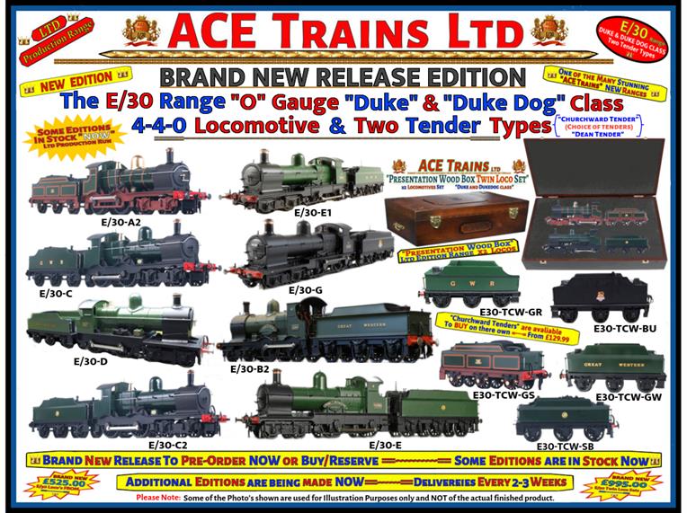 Ace Trains O Gauge E/30-C "Duke" Class G.W.R 4-4-0 Loco & C/Ward Tender Un-Lined Green & Black image 2