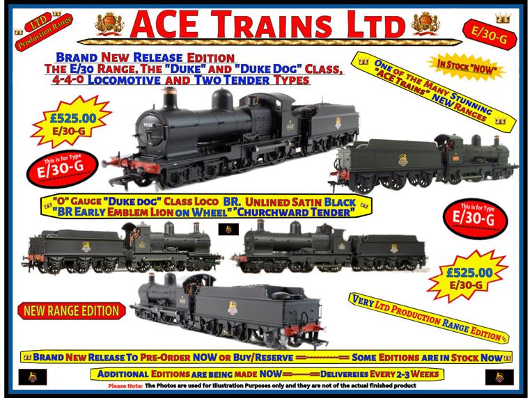 Ace Trains, O Gauge, E/30-G, Dukedog Class, Early BR, 4-4-0 Loco & C/W Tender, Unlined Satin Black image 1