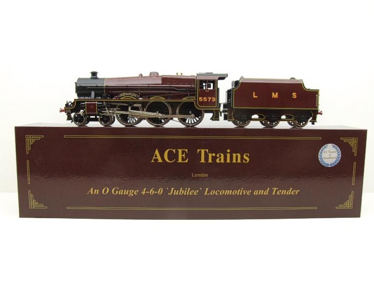 Ace Trains O Gauge E/18C1 LMS Maroon Jubilee "Newfoundland" R/N 5573 Electric 2/3 Rail New Boxed image 1