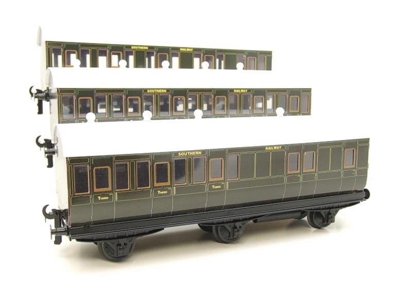 Ace Trains O Gauge C24 SR Southern Green Six Wheeled Passenger Coaches x3 Set Boxed 2/3 Rail image 4