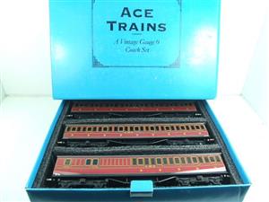 Ace Trains O Gauge C1 LMS x3 Coaches Set Inc Fitted 3 Rail Light Brake Bogie Pick up Boxed image 1