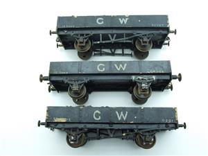 O Gauge Solid Brass "GW" Open LWB Mineral Ballast Coal Wagons x3 Set image 2