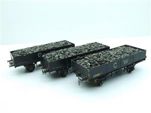 O Gauge Solid Brass "GW" Open LWB Mineral Ballast Coal Wagons x3 Set image 4