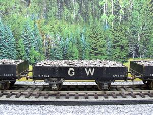 O Gauge Solid Brass "GW" Open LWB Mineral Ballast Coal Wagons x3 Set image 7
