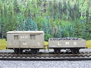 Kit Built O Gauge LMS Open Coal Wagon & LMS Meat Van x2 Set 2/ 3 Rail image 1