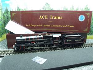 Ace Trains O Gauge E18G British Railways Gloss Lined Black Jubilee Class Loco & FOWLER Tender "HOOD" R/N 45654 Electric 2/3 Rail Bxd image 3