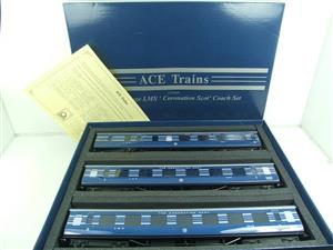 Ace Trains O Gauge C/20-B LMS Blue Coronation Scot x3 Coaches 2/3 Rail, Metal ,Set B Bxd