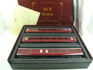 Ace Trains O Gauge C18B LMS Maroon Stanier Coaches x3 Boxed 2/3 Rail Set B image 1