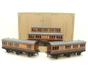 Darstaed O Gauge LSWR Six Wheel Grey Roof x4 Coaches Set 3 Rail Boxed image 1