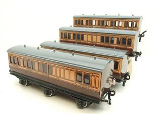 Darstaed O Gauge LSWR Six Wheel Grey Roof x4 Coaches Set 3 Rail Boxed image 2
