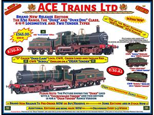 E/30-A1 "Duke" Class GWR 4-4-0 Loco & DEAN Tender Lined Green & Indian Red Curved Frame Brass Dome