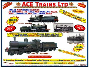Ace Trains O Gauge E/30-B2 "Duke" Class G/Western 4-4-0 Loco & C/Ward Tender Un-Lined Green & Black