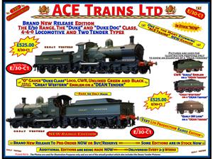 Ace Trains O Gauge E/30-C1 "Duke" Class G.W.R 4-4-0 Loco & Dean Tender Un-Lined Green & Black