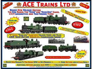 Ace Trains O Gauge E/30-E Dukedog Class GWR 4-4-0 Loco & C/Ward Tender Unlined Green & Black