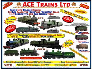 Ace Trains O Gauge E/30-E2 Dukedog Class GWR 4-4-0 Loco & Dean Tender Un-Lined Green & Black