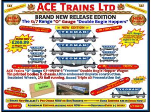 Ace Trains O Gauge G7-HWS3 Bogie Hopper Wagon"Set 3" x3 Triple"Yeoman" Box Presentation Set