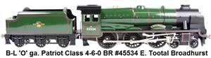Bassett Lowke O Gauge BL99041 BR Late Crest Re-built Patriot Class "Total Broadhurst" R/N 45534 Bxd 2/3 Rail image 4