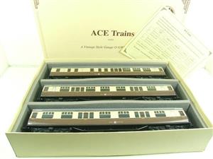 Ace Trains O Gauge C12 GWR Brown & Cream "Hawksworth" Coaches x3 Set A Boxed 2/3 Rail