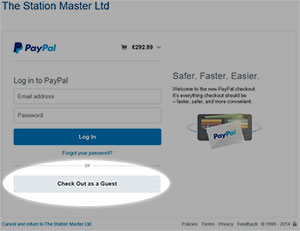 Screen shot with check out as a guest button highlighted
